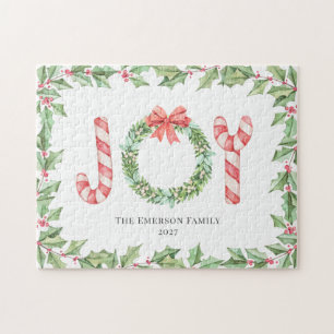 Weihnachten Rote Joy Watercolor Wreath Grüne Puzzle