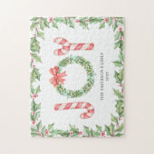 Weihnachten Rote Joy Watercolor Wreath Grüne Puzzle (Vertikal)