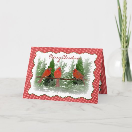 Weihnachten - Rote Kardinal auf Zweig gekrönt (Vorderseite)