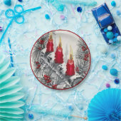 Weihnachten Rote Kerzen Pinacoteca Nadeln Berries Pappteller (Party)