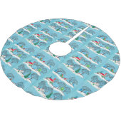 Weihnachten Rote Kirche Reiten und Schlitten Polyester Weihnachtsbaumdecke (Schrägansicht)