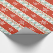 Weihnachten Rote Minze Schneeflocken Muster Geschenkpapier (Ecke)