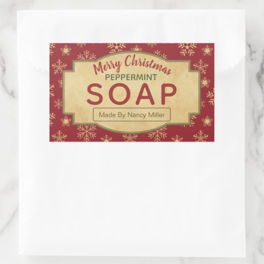 Weihnachten Rote Peppermint Seifenschilder Rechteckiger Aufkleber (Tasche)