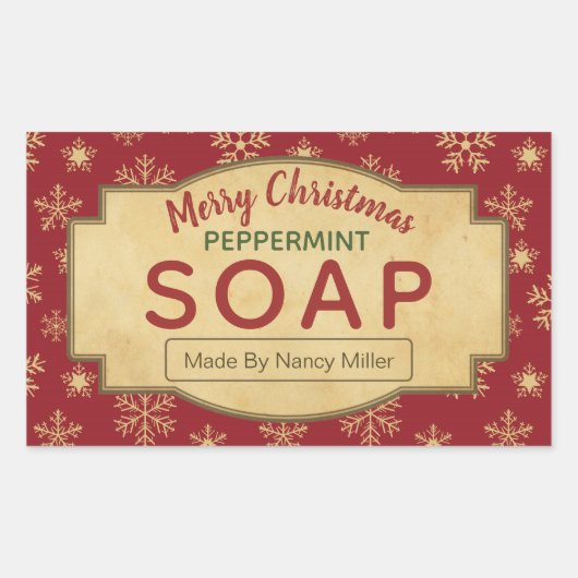 Weihnachten Rote Peppermint Seifenschilder Rechteckiger Aufkleber (Vorderseite)