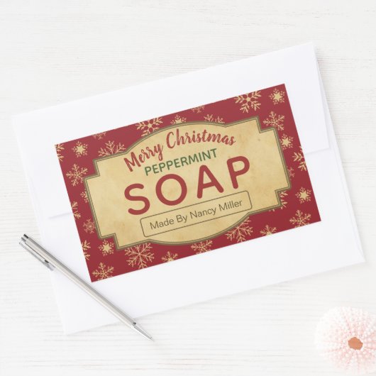 Weihnachten Rote Peppermint Seifenschilder Rechteckiger Aufkleber (Umschlag)