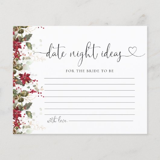 Weihnachten Rote Poinsettia Date Night Idea Karte (Vorderseite)
