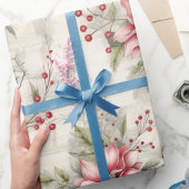 Weihnachten Rote Poinsettia Tartan, Decoupage Geschenkpapier