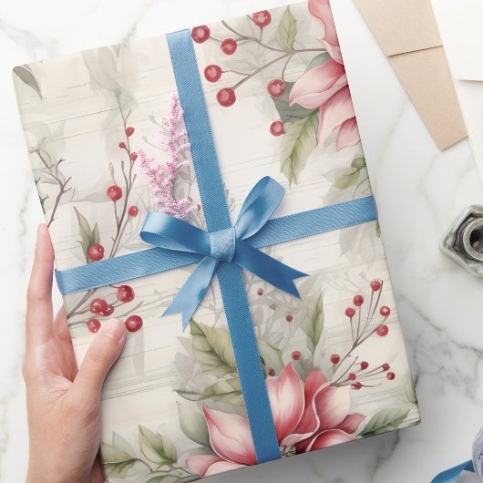 Weihnachten Rote Poinsettia Tartan, Decoupage Geschenkpapier