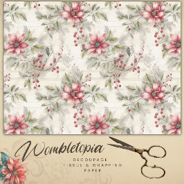 Weihnachten Rote Poinsettia Tartan, Decoupage Seidenpapier