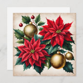 Weihnachten Rote Poinsettia und Goldene Ornamente (Vorne/Hinten)