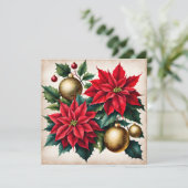 Weihnachten Rote Poinsettia und Goldene Ornamente (Stehend Vorderseite)