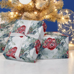 Weihnachten Rote Rosen Blue Spruce Winterurlaub Geschenkpapier