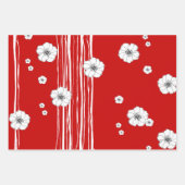 Weihnachten Rote Rustikale Rafia und Blume Handgez Geschenkpapier Set (Vorderseite 3)