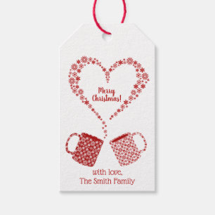 Weihnachten - Rote Schneeflocke Tasse Personalisie Geschenkanhänger