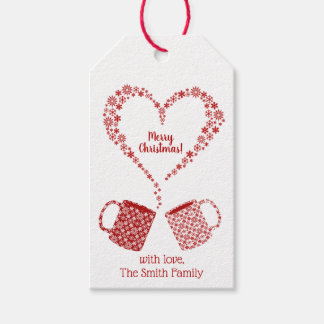 Weihnachten - Rote Schneeflocke Tasse Personalisie Geschenkanhänger
