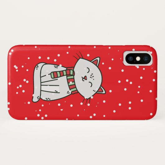 Weihnachten - Rote Schneekatze im Scarf - Fall Case-Mate iPhone Hülle (Rückseite (Horizontal))