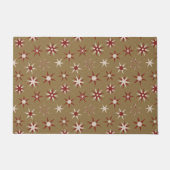 Weihnachten Rote Sterne - auf goldenem Muster. Fußmatte (Vorderseite)