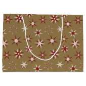 Weihnachten Rote Sterne - auf goldenem Muster. Große Geschenktüte (Rückseite)