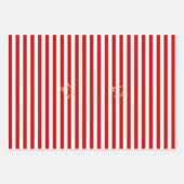 Weihnachten Rote Streifen Gold Text Weihnachten We Geschenkpapier Set (Vorderseite 3)