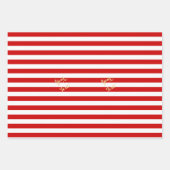 Weihnachten Rote Streifen Gold Text Weihnachten We Geschenkpapier Set (Vorderseite)