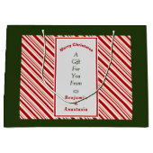 Weihnachten Rote Streifen Urlaub personalisieren Große Geschenktüte (Vorderseite)