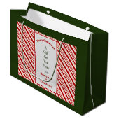 Weihnachten Rote Streifen Urlaub personalisieren Große Geschenktüte (Vorderseite Schrägansicht)