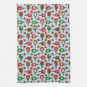Weihnachten Rote und Grüne Pickleballs und Paddle Geschirrtuch (Vertikal)