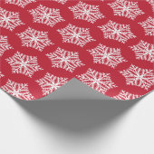 Weihnachten - Rote und weiße Schneeflocken Winterf Geschenkpapier (Ecke)