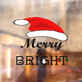 Weihnachten Rote Weihnachtsmannmütze Merry und Bri Fensteraufkleber