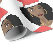 Weihnachten Rote Weihnachtsmannmütze, Schwarze Fra Geschenkpapier (Rolleneckpunkt)