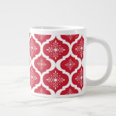 Weihnachten Rote weiße Schneeflocken Gittermuster Jumbo-Tasse (Rechts)