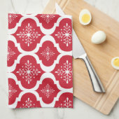 Weihnachten Rote weiße Schneeflocken Gittermuster Küchentuch (Viertel Falte)