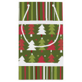Weihnachten - Rote, weiße und grüne Bäume und Stre Kleine Geschenktüte (Rückseite)