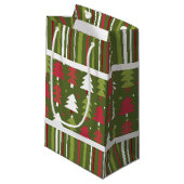 Weihnachten - Rote, weiße und grüne Bäume und Stre Kleine Geschenktüte (Vorderseite Schrägansicht)