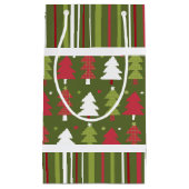 Weihnachten - Rote, weiße und grüne Bäume und Stre Kleine Geschenktüte (Vorderseite)