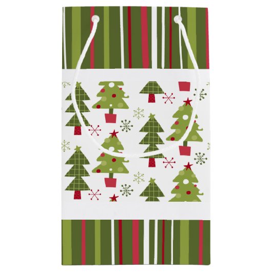 Weihnachten - Rote, weiße und grüne Bäume und Stre Kleine Geschenktüte (Rückseite)