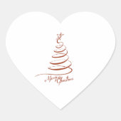 Weihnachten Roter Baum Linie Art Minimalistischer Herz-Aufkleber (Vorderseite)