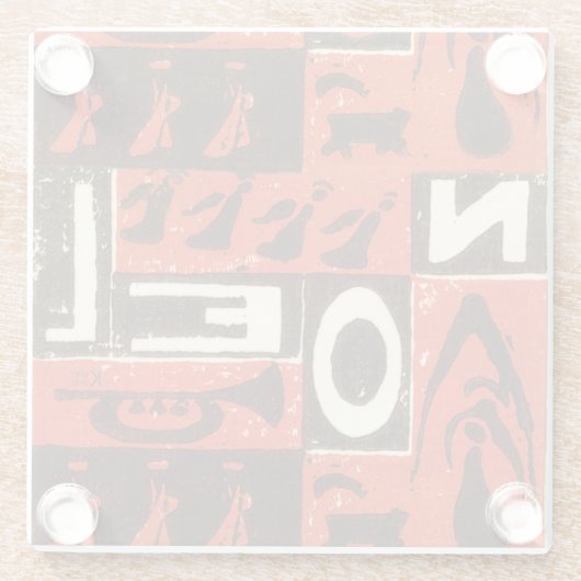 Weihnachten - Roter Block Glasuntersetzer (Rückseite)