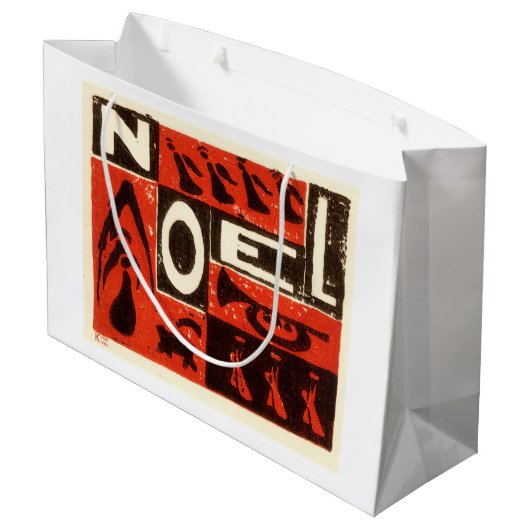 Weihnachten - Roter Block Große Geschenktüte (Rückseite Schrägansicht)