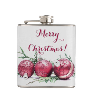 Weihnachten Roter Glitzer Ornamente Ölgemälde Flachmann