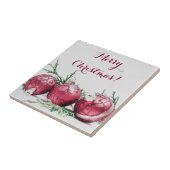 Weihnachten Roter Glitzer Ornamente Ölgemälde Fliese (Seite)