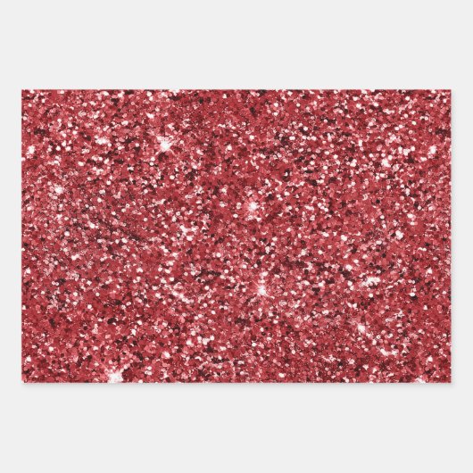 Weihnachten - Roter Glitzer Streifen Geschenkpapier Set (Vorderseite 2)