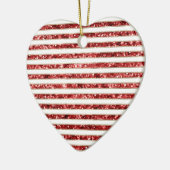 Weihnachten - Roter Glitzer Streifen Keramik Ornament (Links)