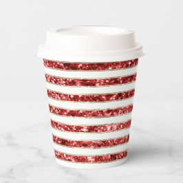Weihnachten - Roter Glitzer Streifen Pappbecher