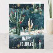 Weihnachten Roter Grüner Kakteen Bloral Karte (Vorderseite)