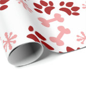 Weihnachten Roter Hund Katzenpaws Knochen Schneefl Geschenkpapier (Rolleneckpunkt)