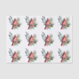 Weihnachten Roter Kardinal Grüne Wasserfarbe Seidenpapier