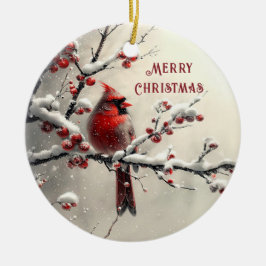 Weihnachten - Roter Kardinal Keramik Ornament