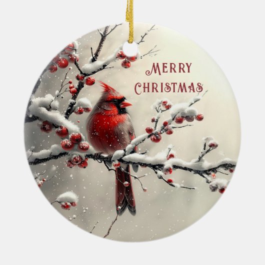 Weihnachten - Roter Kardinal Keramik Ornament (Hinten)