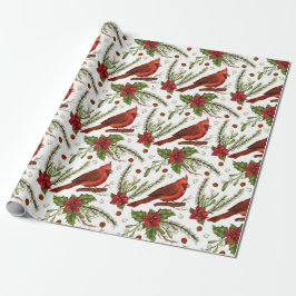 Weihnachten Roter Kardinal Pine Poinsettia Wasserf Geschenkpapier
